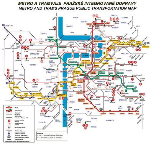 Prague Maps-City of Prague Metro and Trams Map